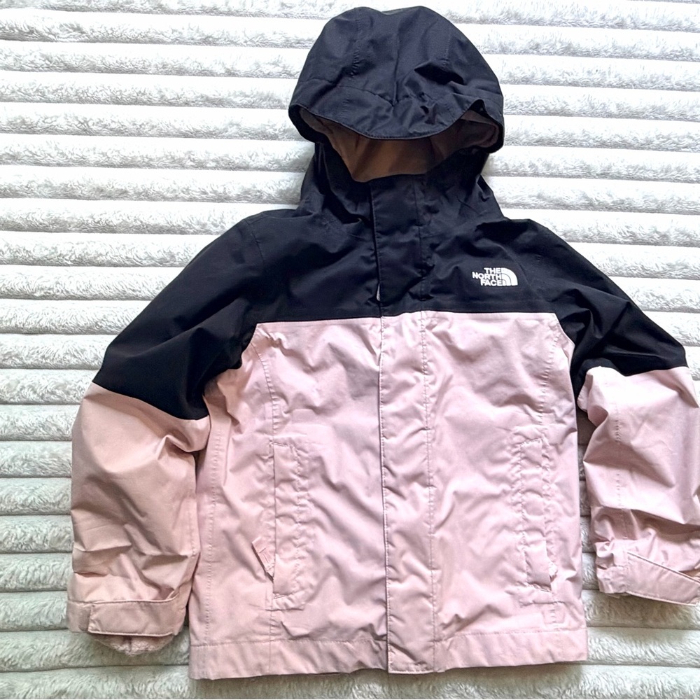 The North Face Pink and Black Kids' Rain Jacket with Hood